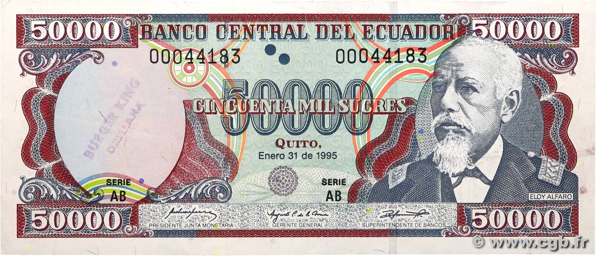 50000 Sucres ECUADOR  1995 P.130a VF