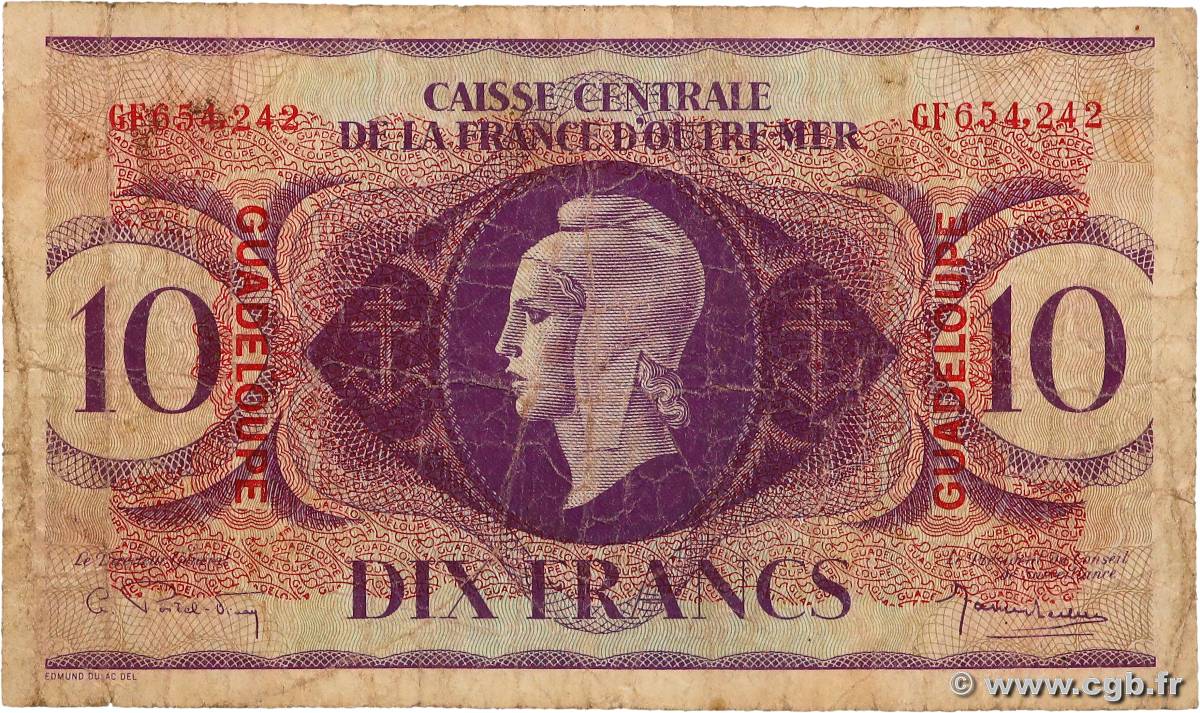 10 Francs GUADELOUPE  1944 P.27a VG