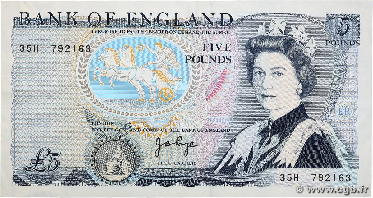 5 Pounds ENGLAND  1973 P.378b VF+