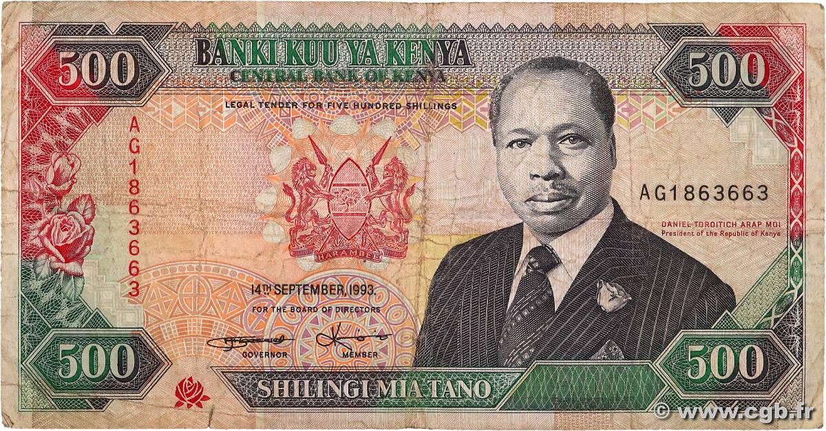 500 Shillings KENYA  1993 P.30f q.MB