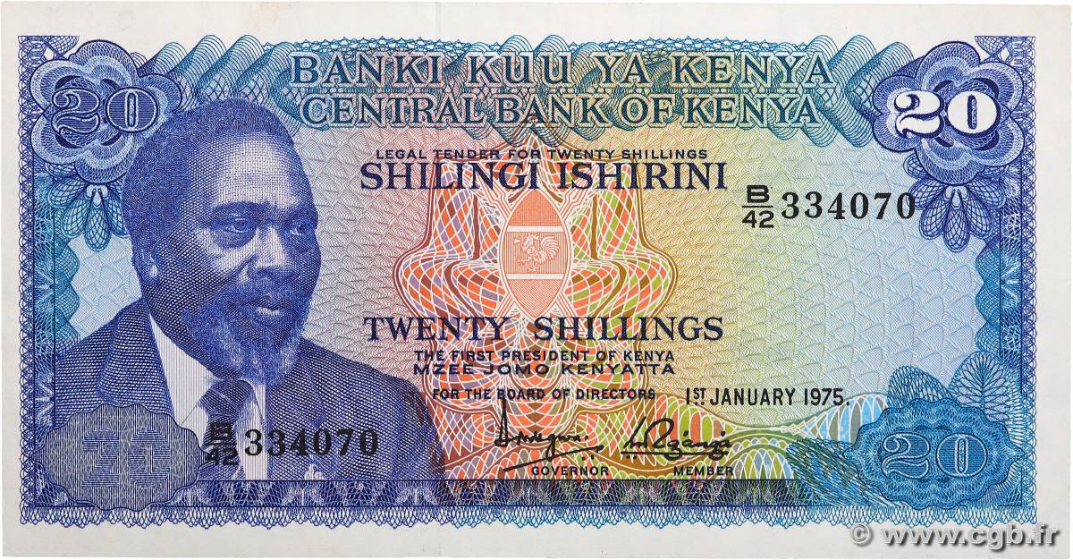 20 Shillings KENYA  1975 P.13b TTB