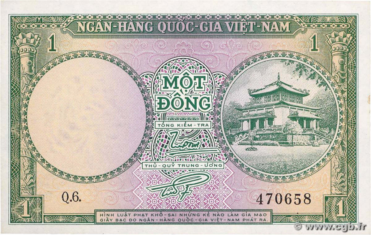 1 Dong VIETNAM DEL SUR  1956 P.01a SC+