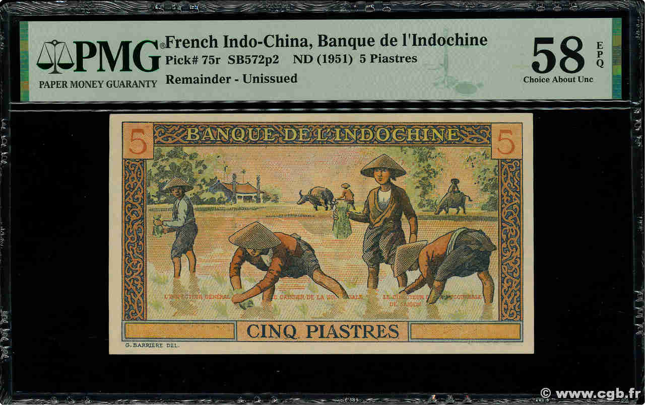 5 Piastres Non émis INDOCHINE FRANÇAISE  1951 P.075s1 SPL