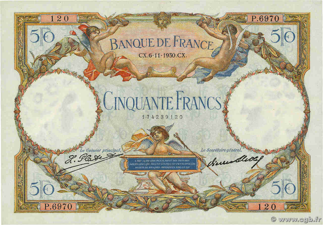 50 Francs LUC OLIVIER MERSON type modifié FRANCE  1930 F.16.01 SUP+