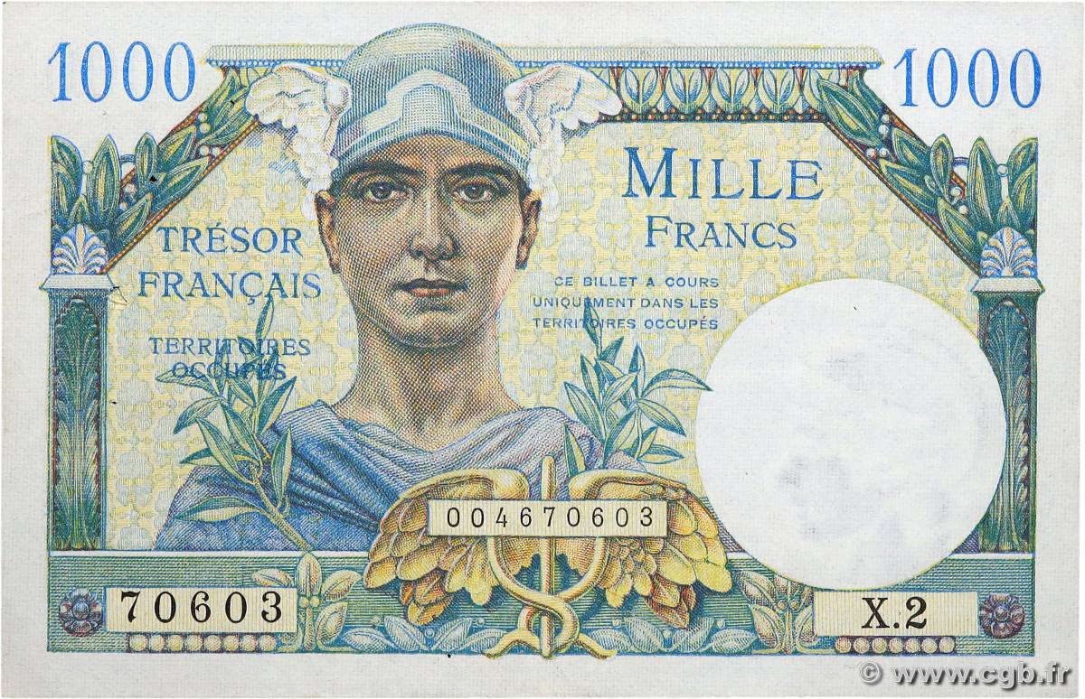 1000 Francs TRÉSOR FRANÇAIS FRANCE  1947 VF.33.02 TTB+