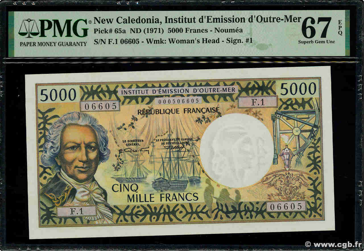5000 Francs NOUVELLE CALÉDONIE Nouméa 1971 P.65a FDC