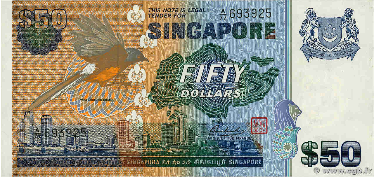 50 Dollars SINGAPUR  1976 P.13b fVZ