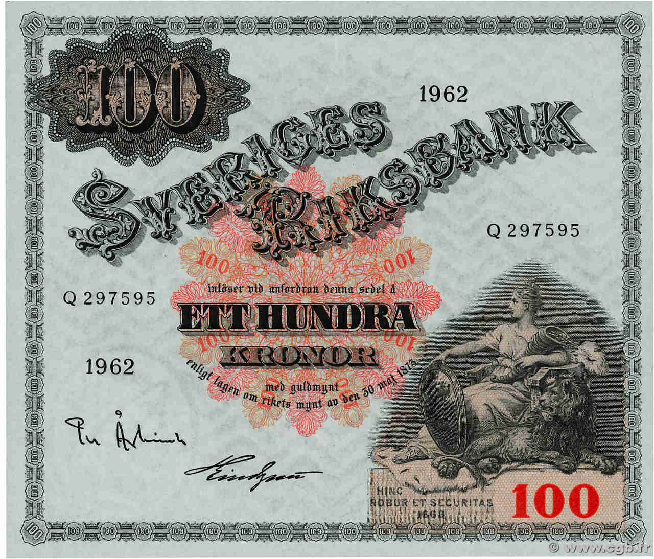 100 Kronor SUÈDE  1962 P.48d pr.NEUF