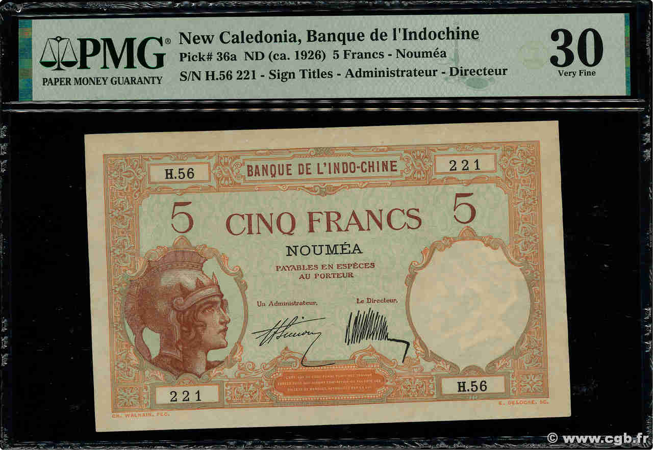 5 Francs NOUVELLE CALÉDONIE  1927 P.36a SS