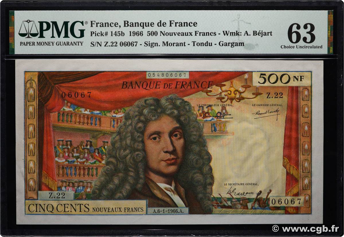 500 Nouveaux Francs MOLIÈRE FRANCIA  1966 F.60.09 q.FDC