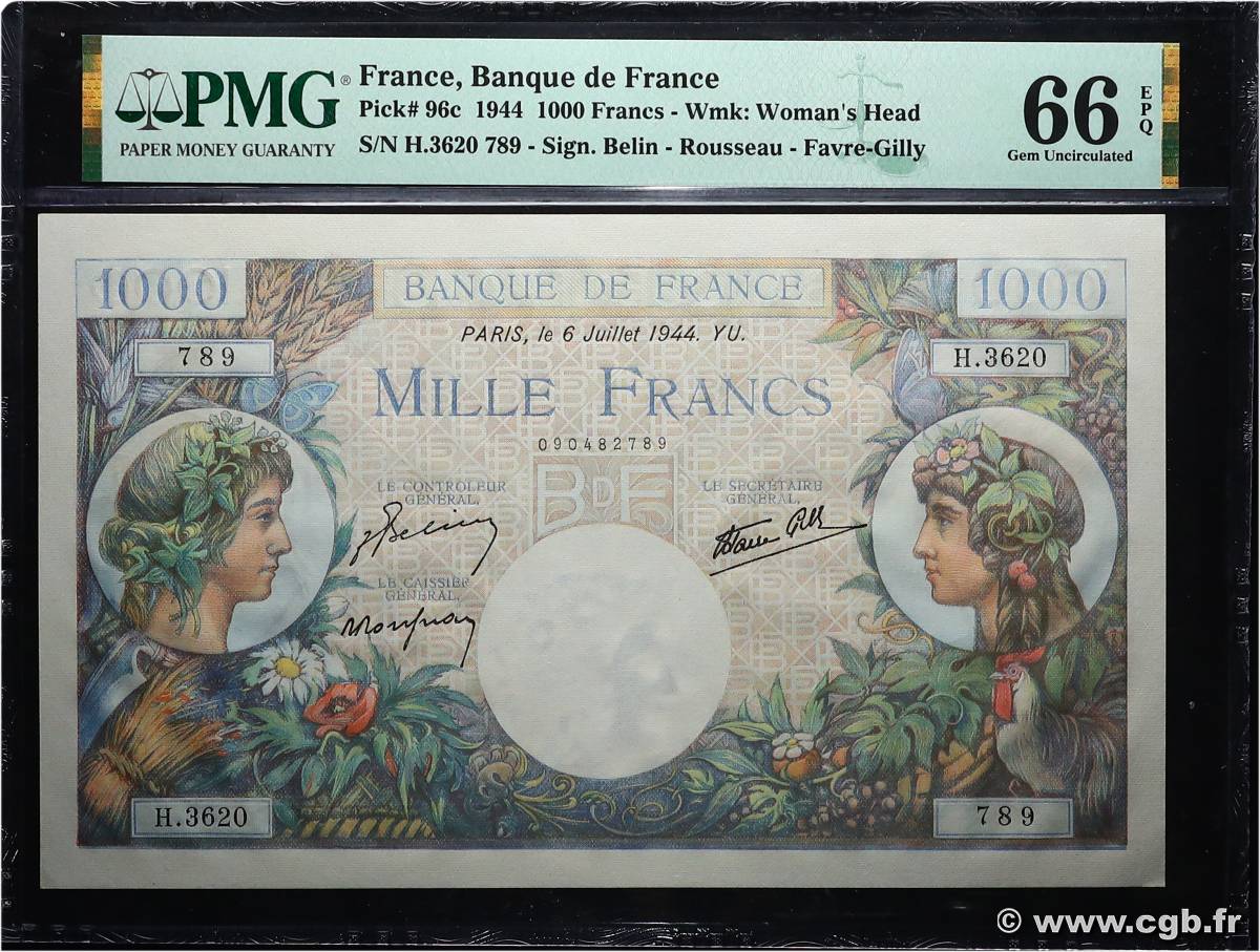 1000 Francs COMMERCE ET INDUSTRIE FRANCE  1944 F.39.10 NEUF