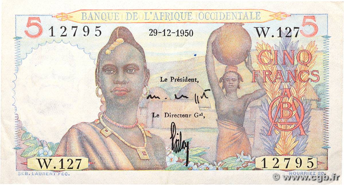 5 Francs FRENCH WEST AFRICA  1950 P.36 VZ