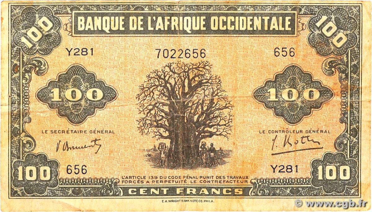 100 Francs AFRIQUE OCCIDENTALE FRANÇAISE (1895-1958)  1942 P.31a TB