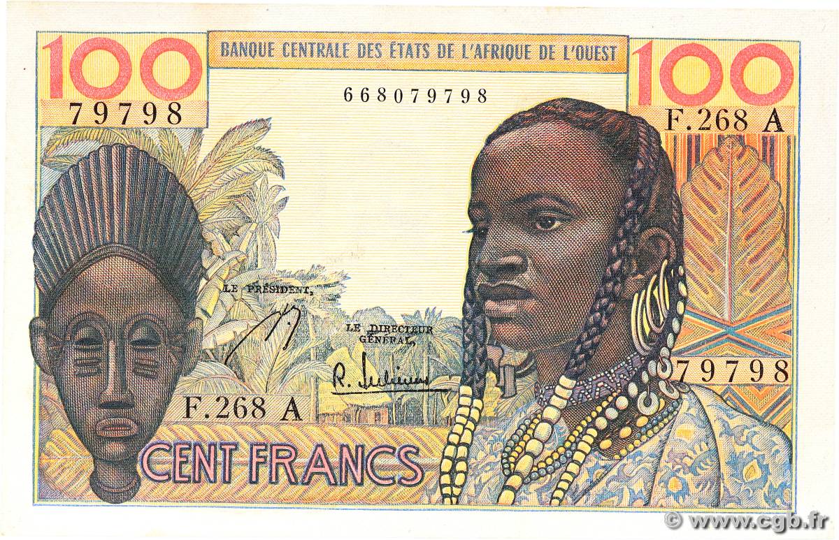 100 Francs WEST AFRICAN STATES  1965 P.101Ag XF+