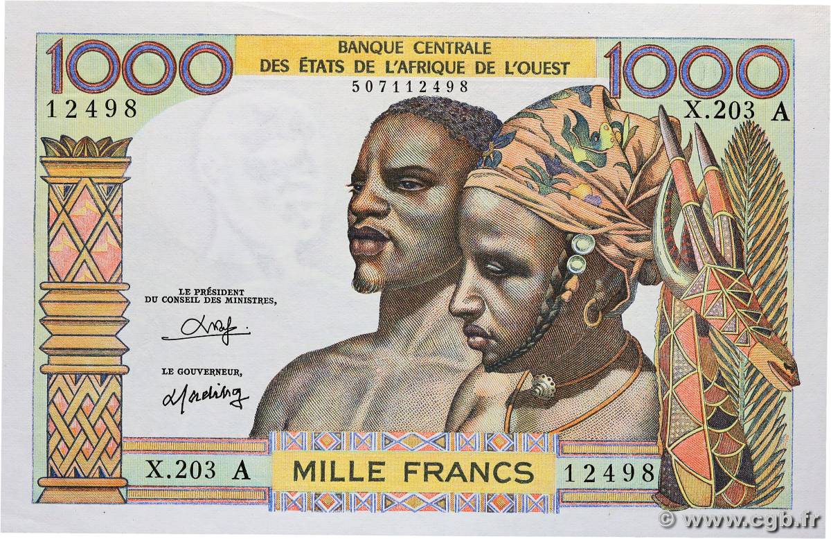 1000 Francs ESTADOS DEL OESTE AFRICANO  1980 P.103An SC+