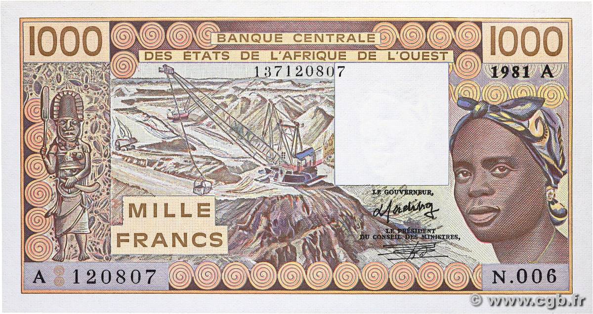 1000 Francs STATI AMERICANI AFRICANI  1981 P.107Ab q.FDC