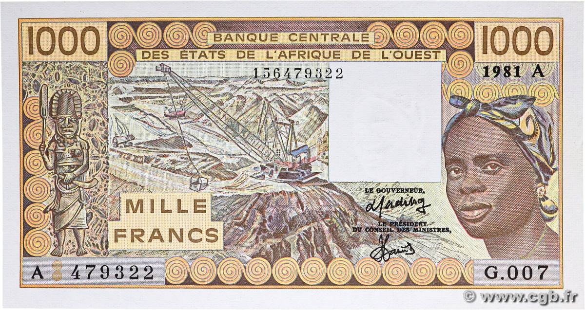 1000 Francs STATI AMERICANI AFRICANI  1981 P.107Ac q.FDC