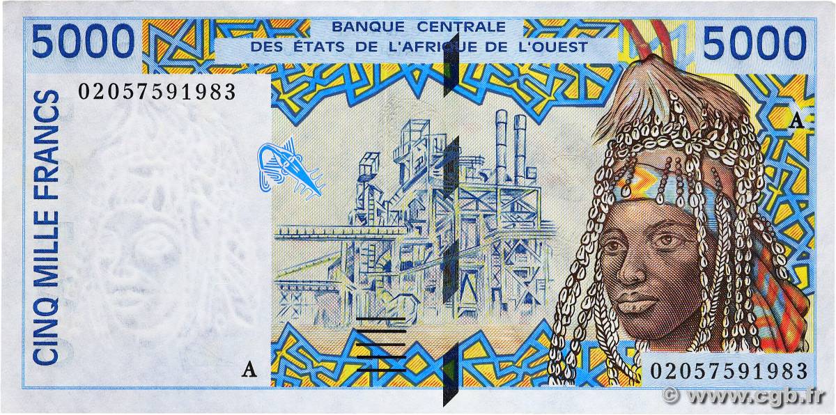 5000 Francs ÉTATS DE L AFRIQUE DE L OUEST  2002 P.113Al pr.NEUF
