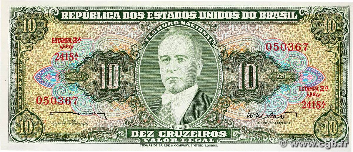 10 Cruzeiros BRAZIL  1953 P.177a UNC-