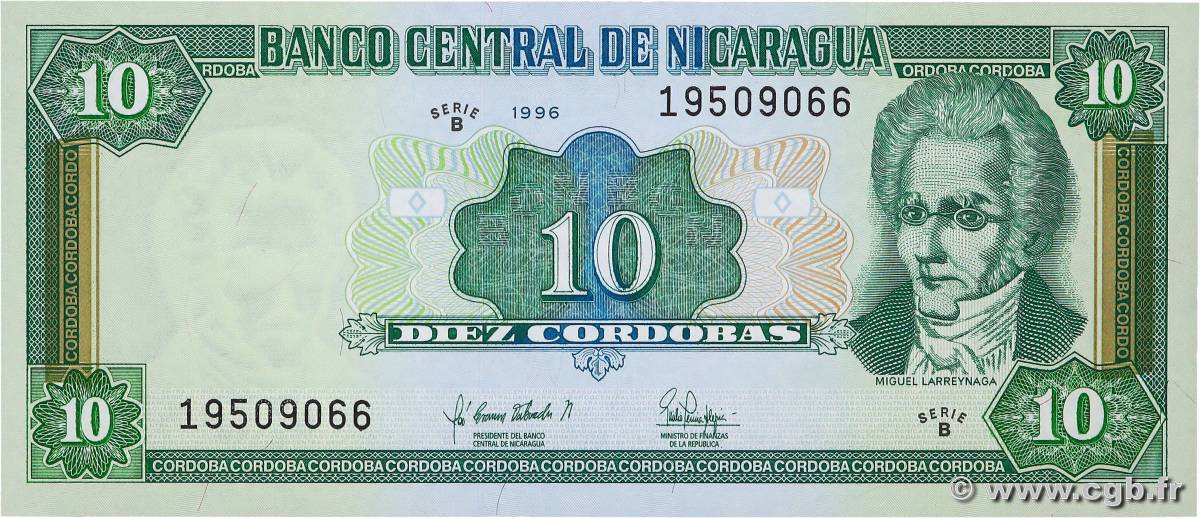 10 Cordobas NICARAGUA  1996 P.181 UNC