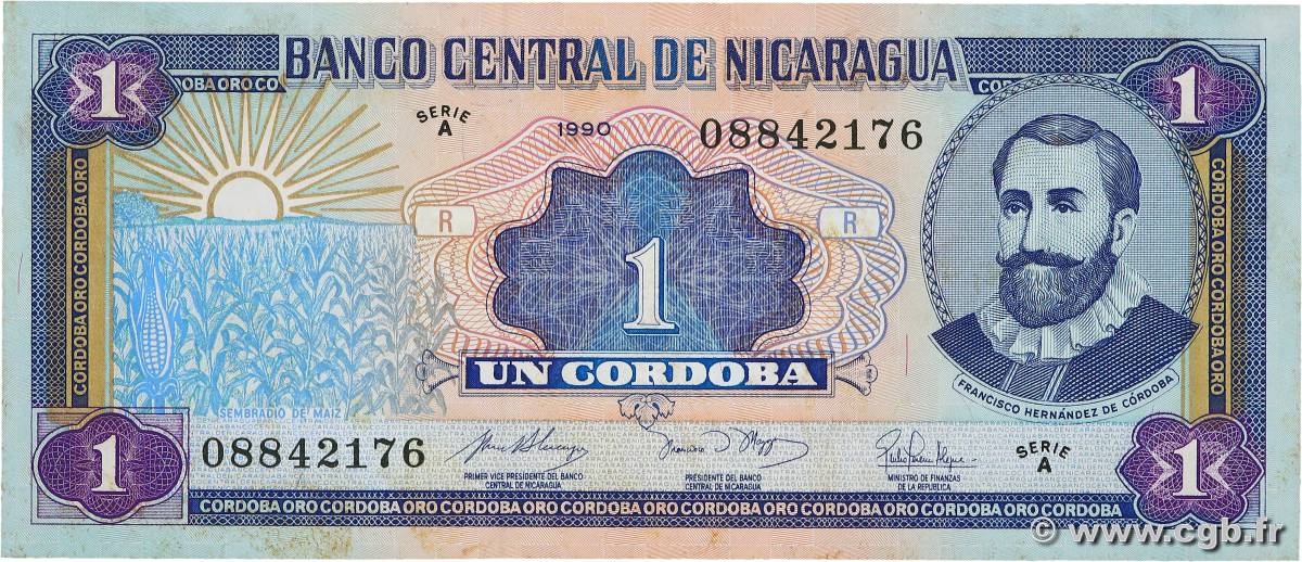 1 Cordoba NICARAGUA  1990 P.173 SPL+