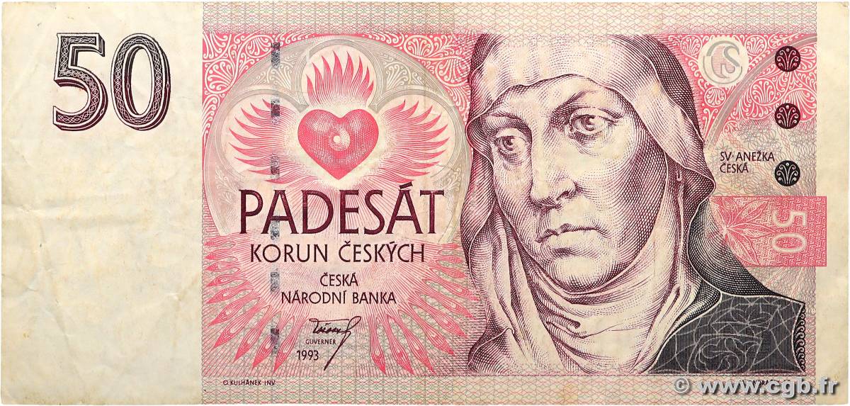 50 Korun CZECH REPUBLIC  1993 P.04 F