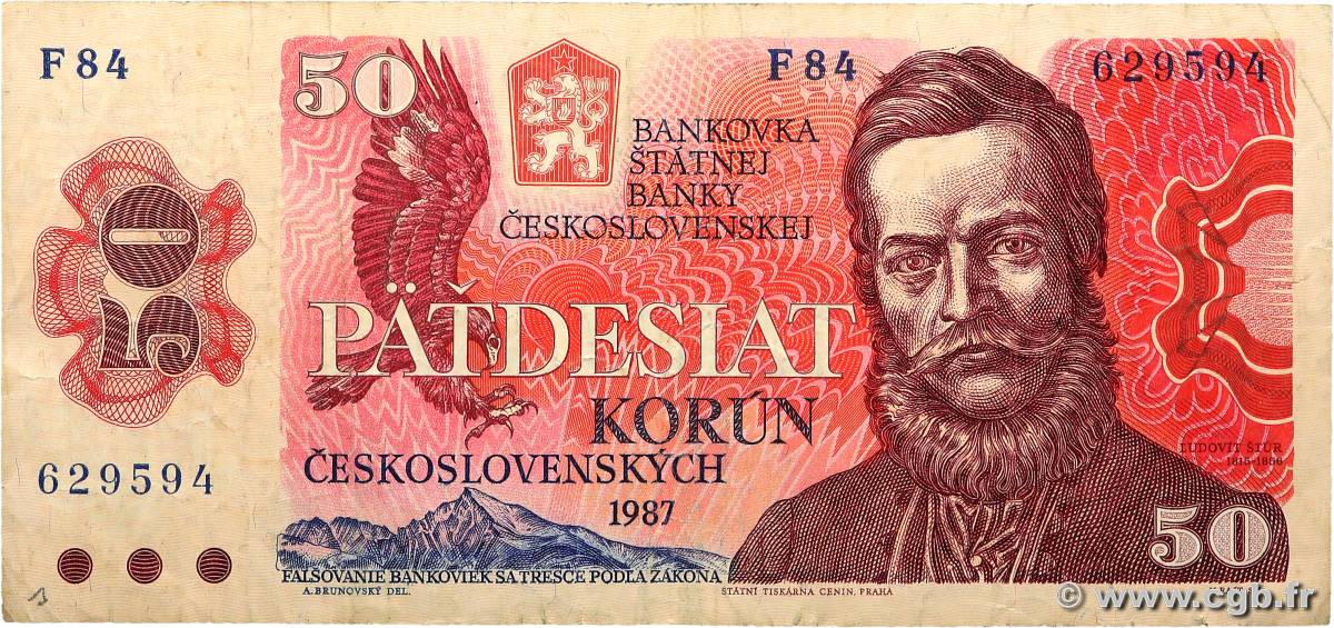 50 Korun TCHÉCOSLOVAQUIE  1987 P.096a TB