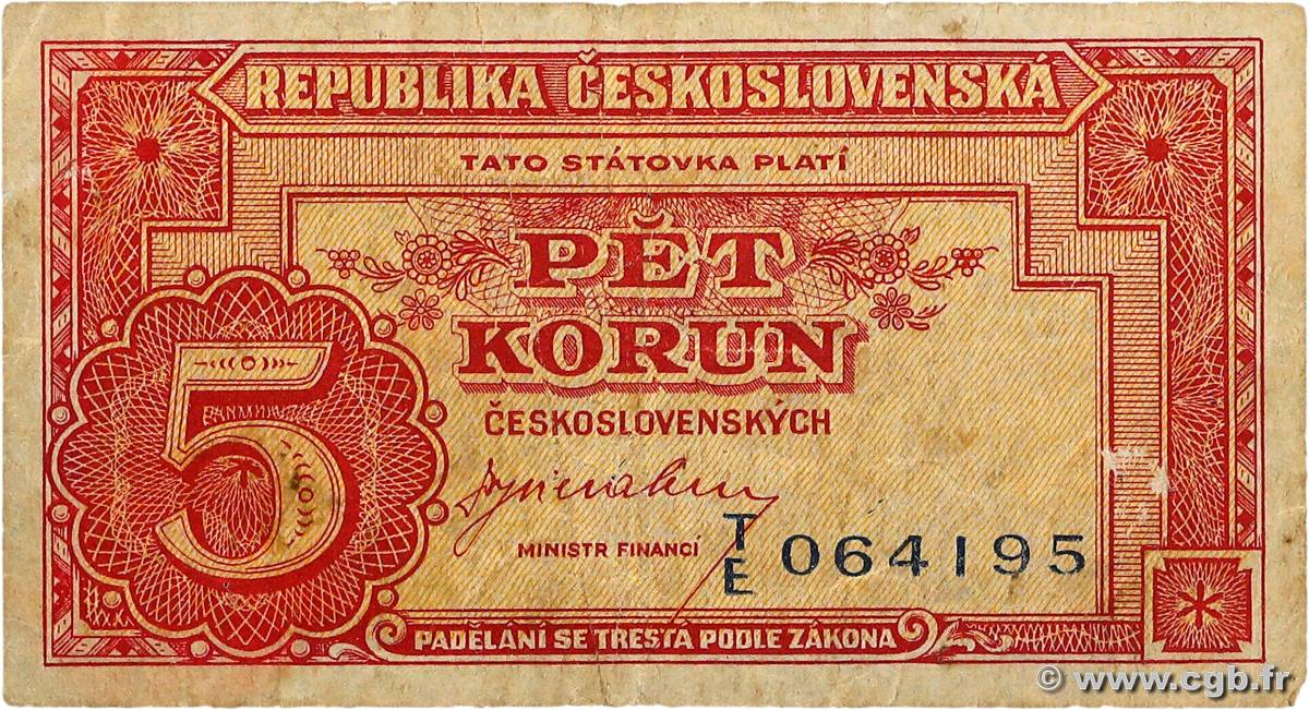 5 Korun CHECOSLOVAQUIA  1945 P.059a BC+