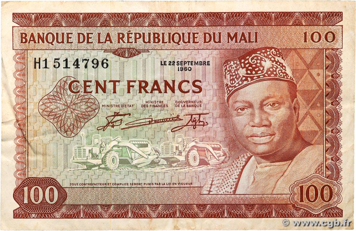 100 Francs MALI  1960 P.07a fSS