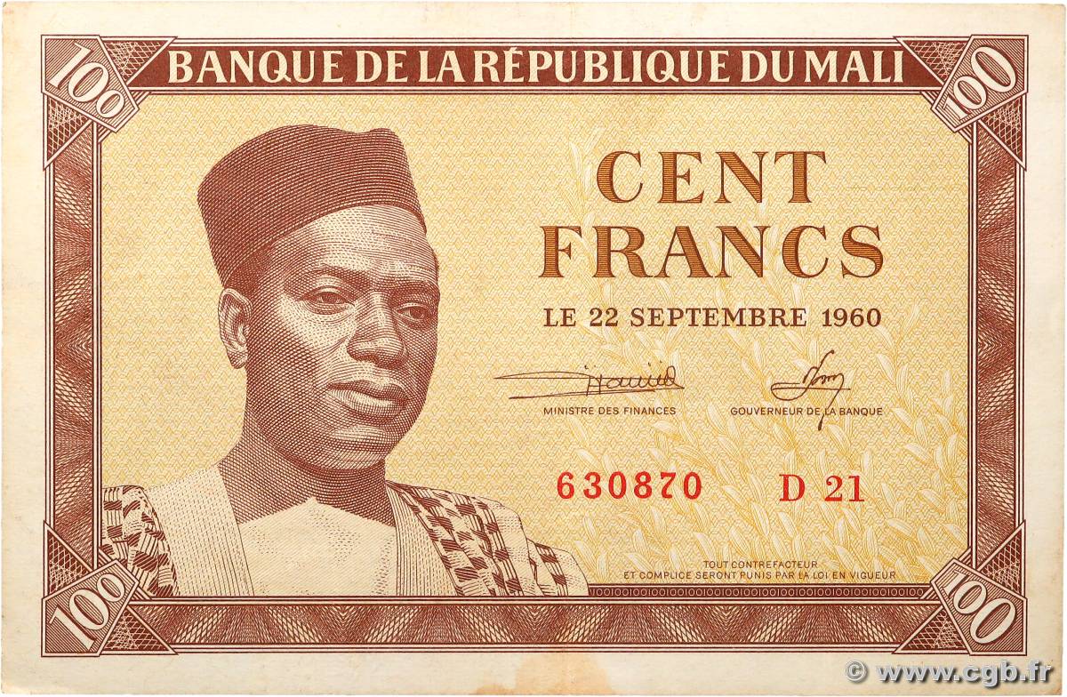 100 Francs MALI  1960 P.02 VF+