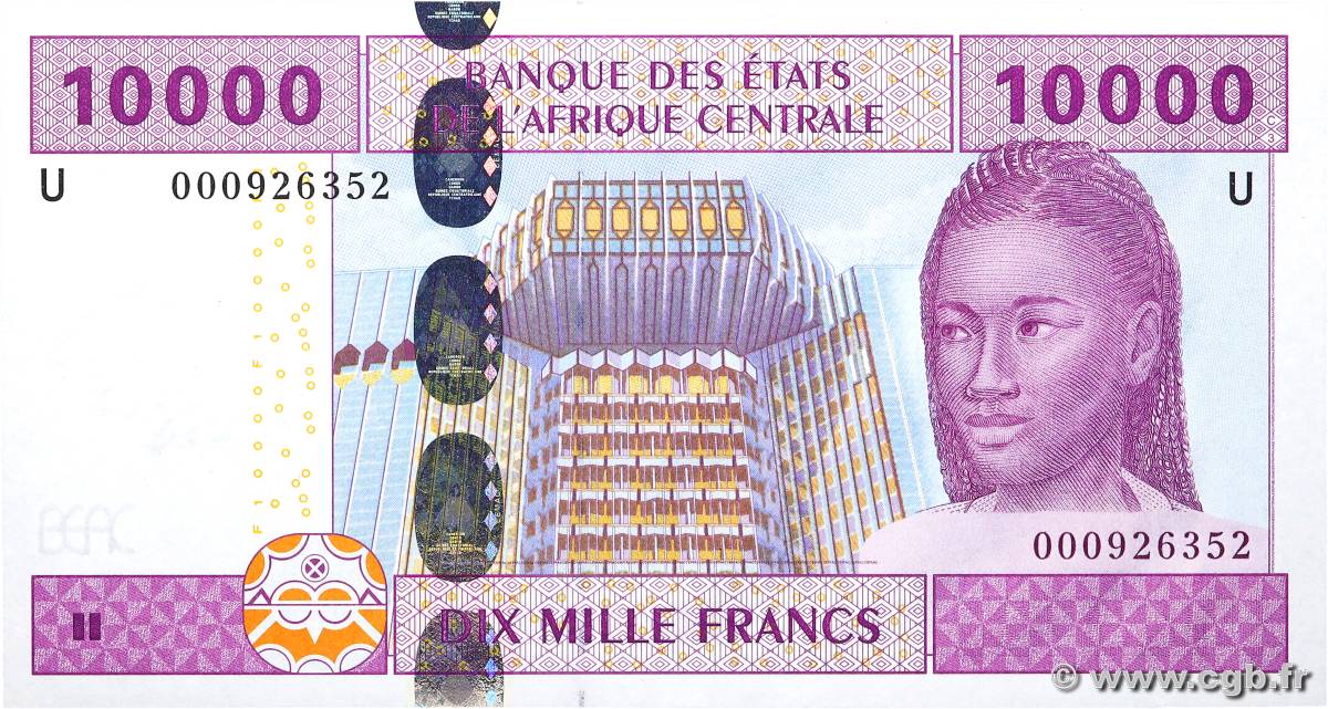 10000 Francs CENTRAL AFRICAN STATES  2002 P.210Ua UNC