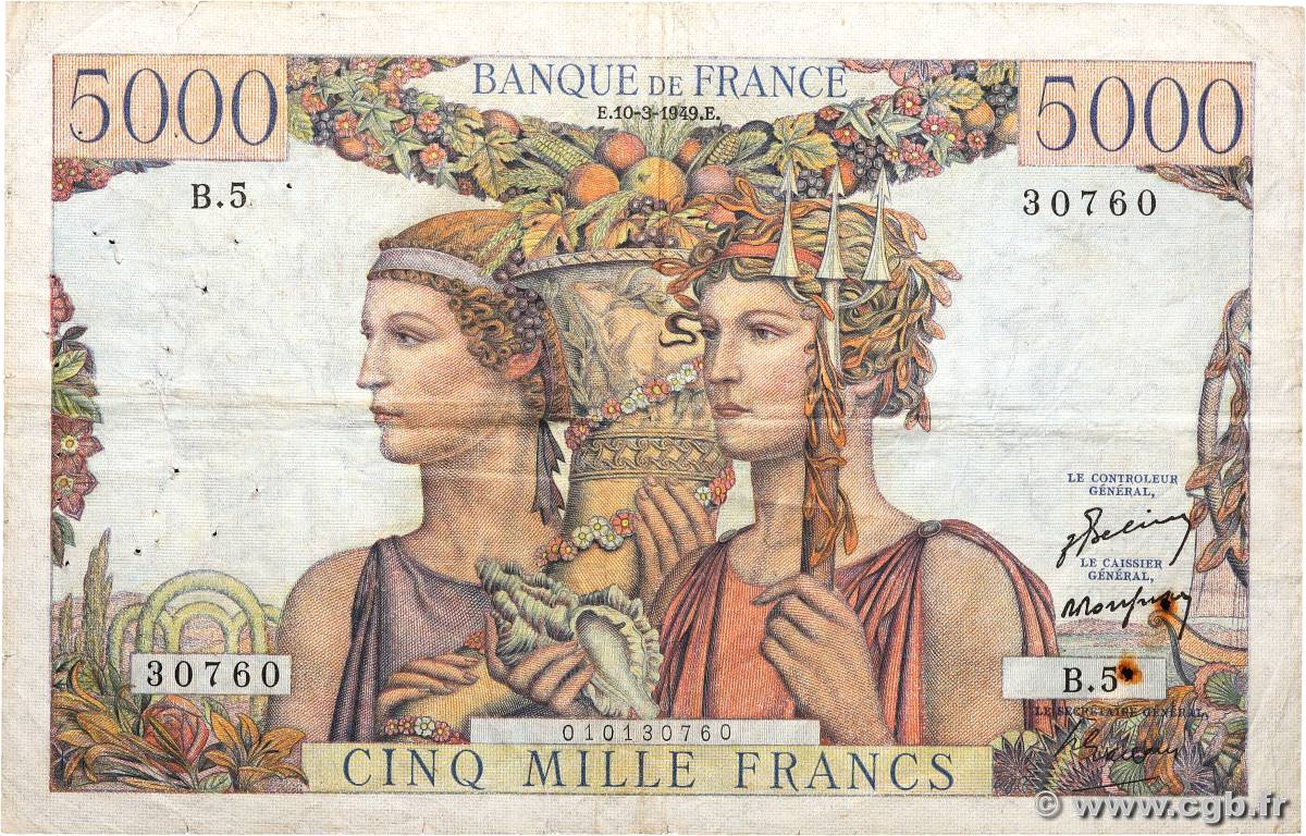 5000 Francs TERRE ET MER FRANCE  1949 F.48.01 F