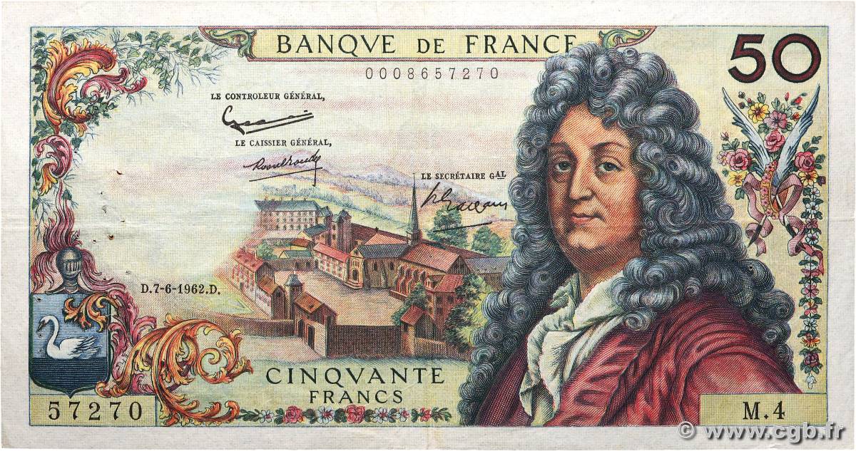 50 Francs RACINE FRANCE  1962 F.64.01 VF