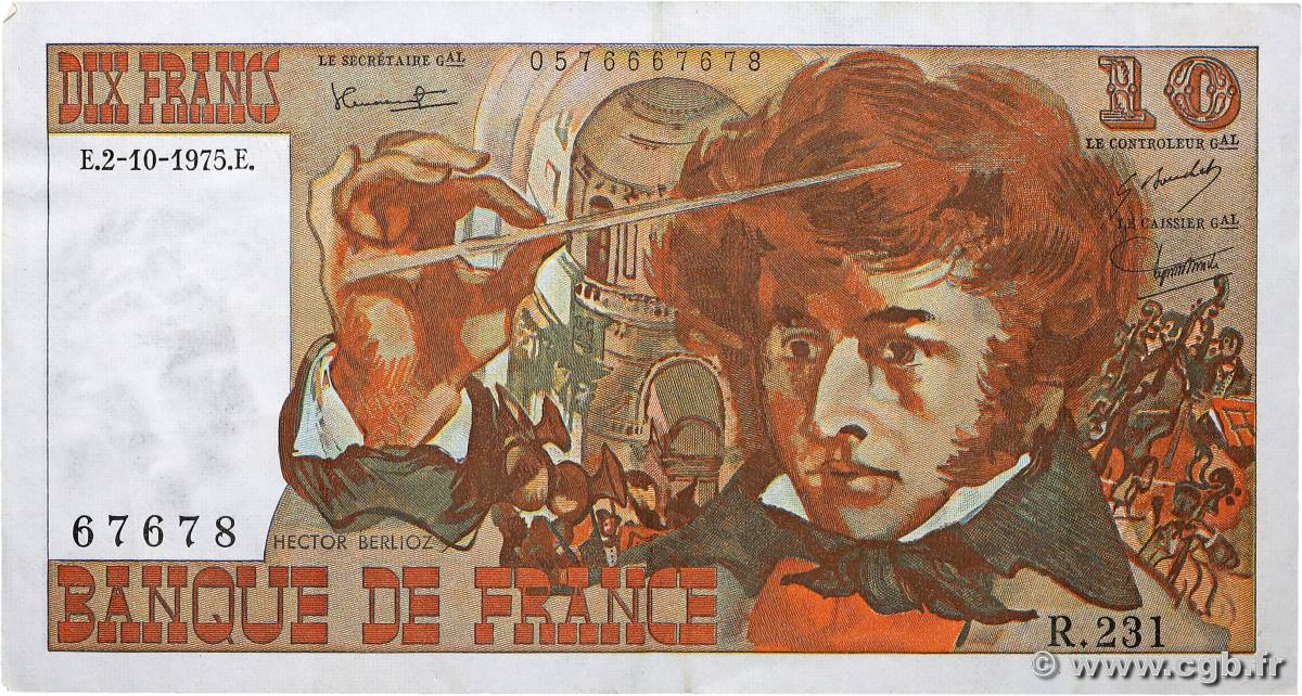 10 Francs BERLIOZ FRANKREICH  1975 F.63.13 SS