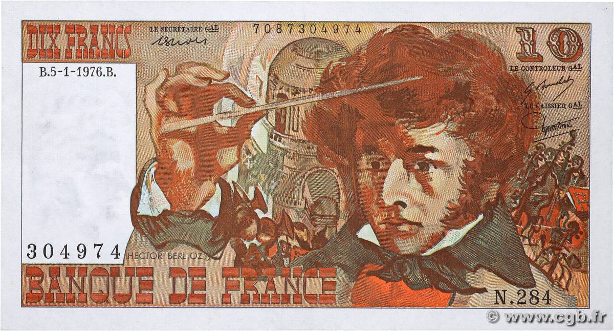 10 Francs BERLIOZ FRANCE  1976 F.63.17-283 XF