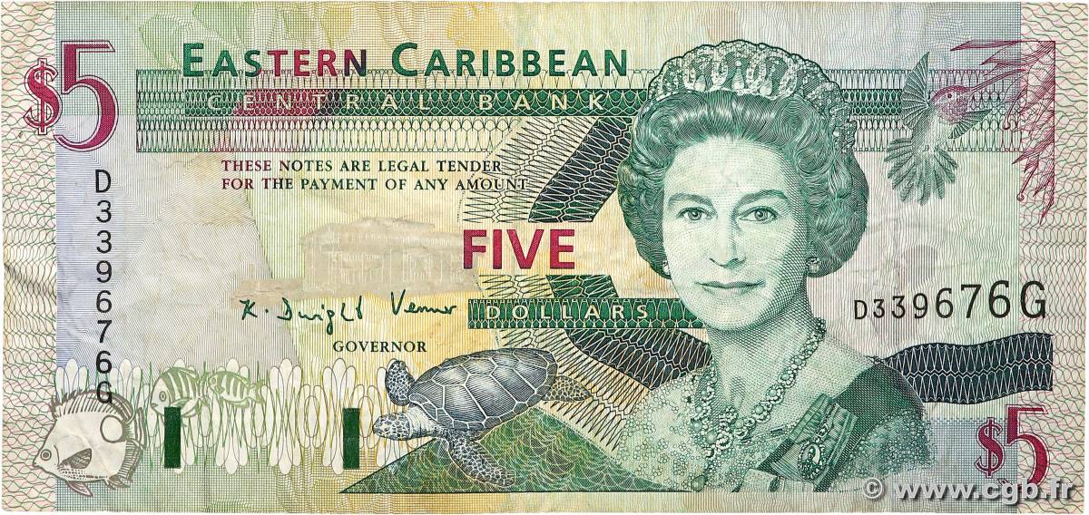 5 Dollars CARAÏBES  1994 P.31g TB