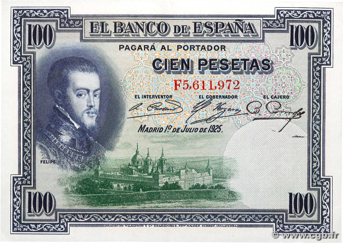 100 Pesetas ESPAGNE  1925 P.069c SUP+