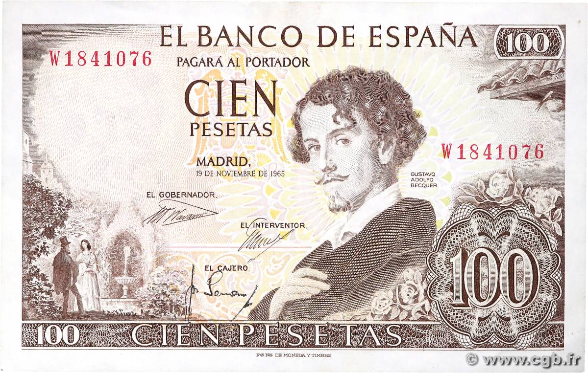 100 Pesetas SPANIEN  1965 P.150 VZ