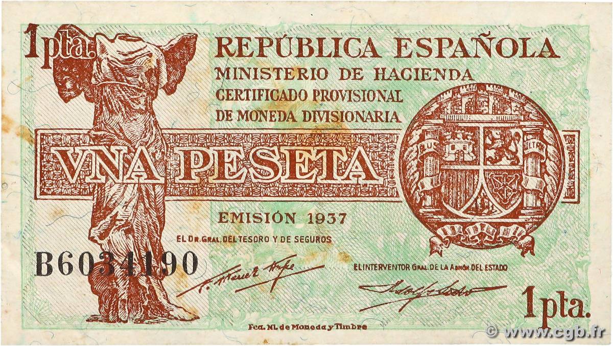 1 Peseta ESPAGNE  1937 P.094 SUP