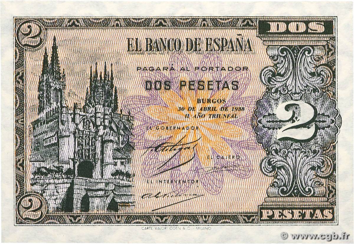 2 Pesetas ESPAGNE  1938 P.109a pr.NEUF