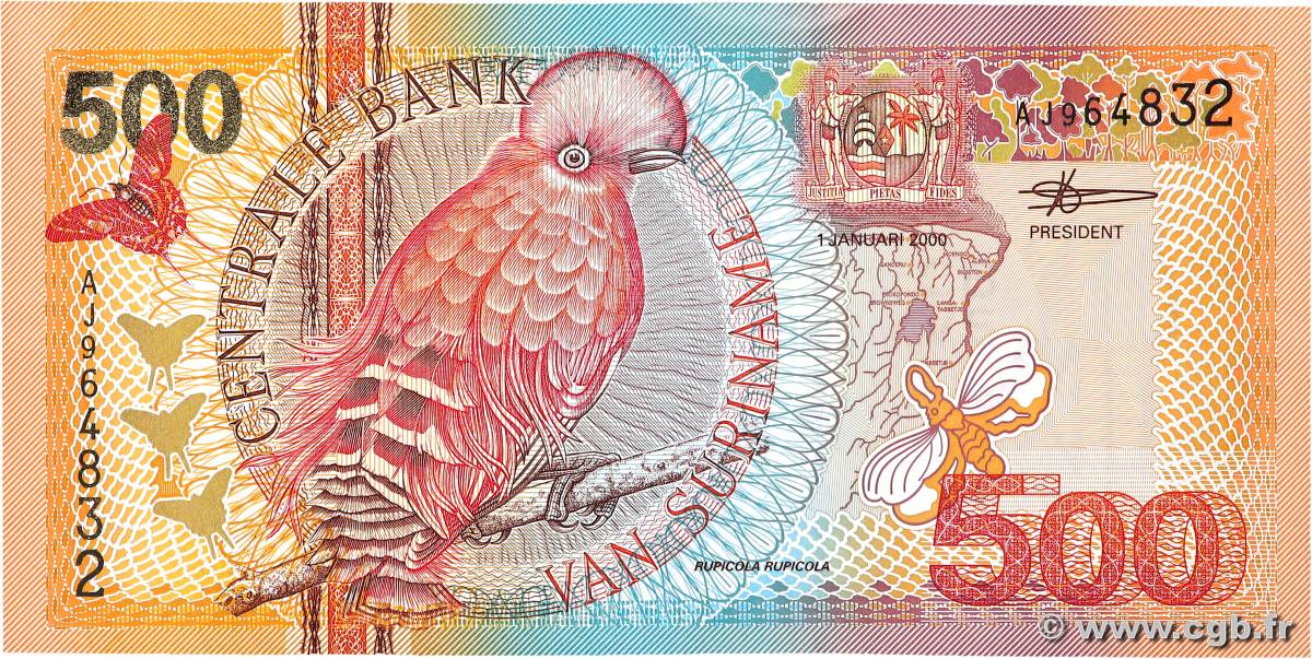 500 Gulden SURINAME  2000 P.150 q.FDC