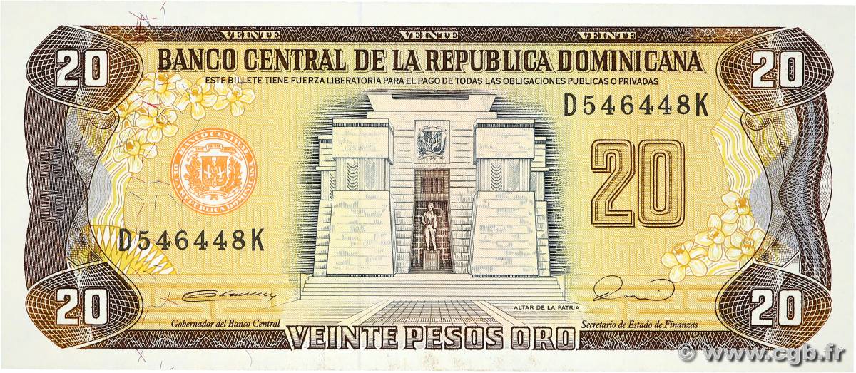 20 Pesos Oro RÉPUBLIQUE DOMINICAINE  1990 P.133 UNC