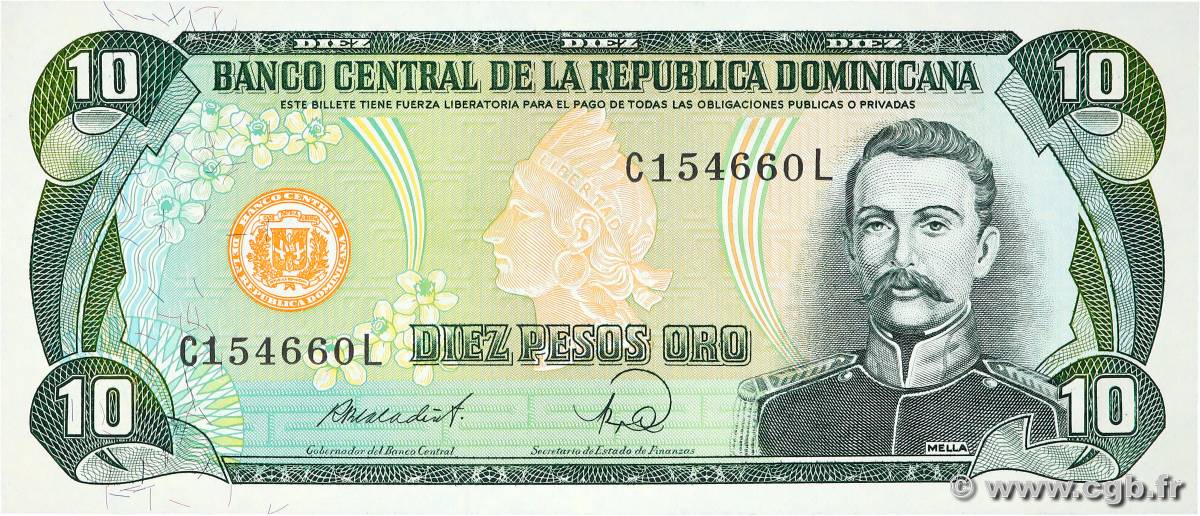 10 Pesos Oro RÉPUBLIQUE DOMINICAINE  1988 P.119c pr.NEUF