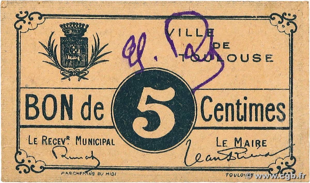 5 Centimes FRANCE Regionalismus und verschiedenen Toulouse 1914 JP.31-177 fST