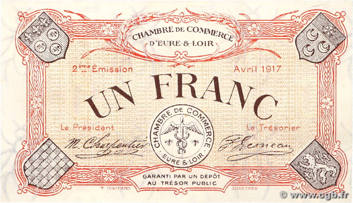 1 Franc FRANCE regionalism and miscellaneous Chartres 1917 JP.045.07 AU