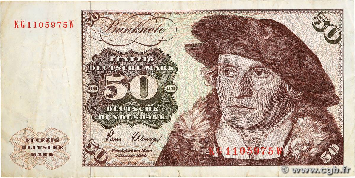 50 Deutsche Mark ALLEMAGNE FÉDÉRALE  1980 P.33d TB