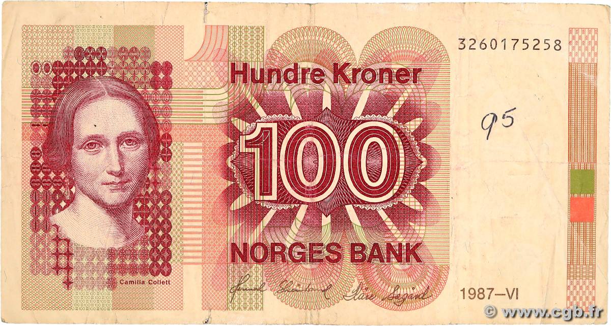 100 Kroner NORVÈGE  1987 P.43c MB