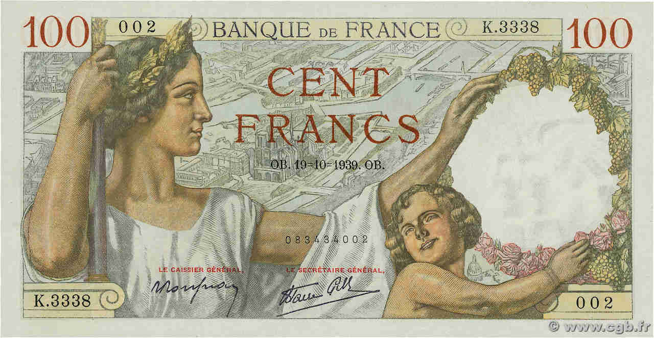 100 Francs SULLY FRANCIA  1939 F.26.11 SC