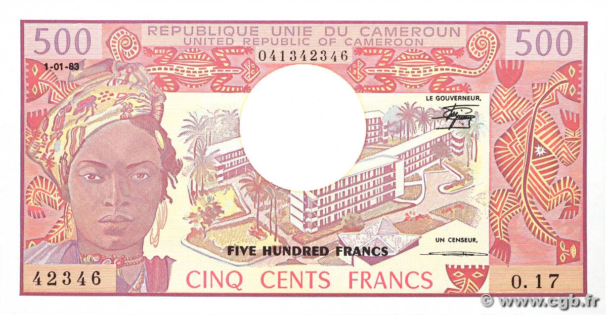 500 Francs CAMEROUN  1983 P.15d pr.NEUF