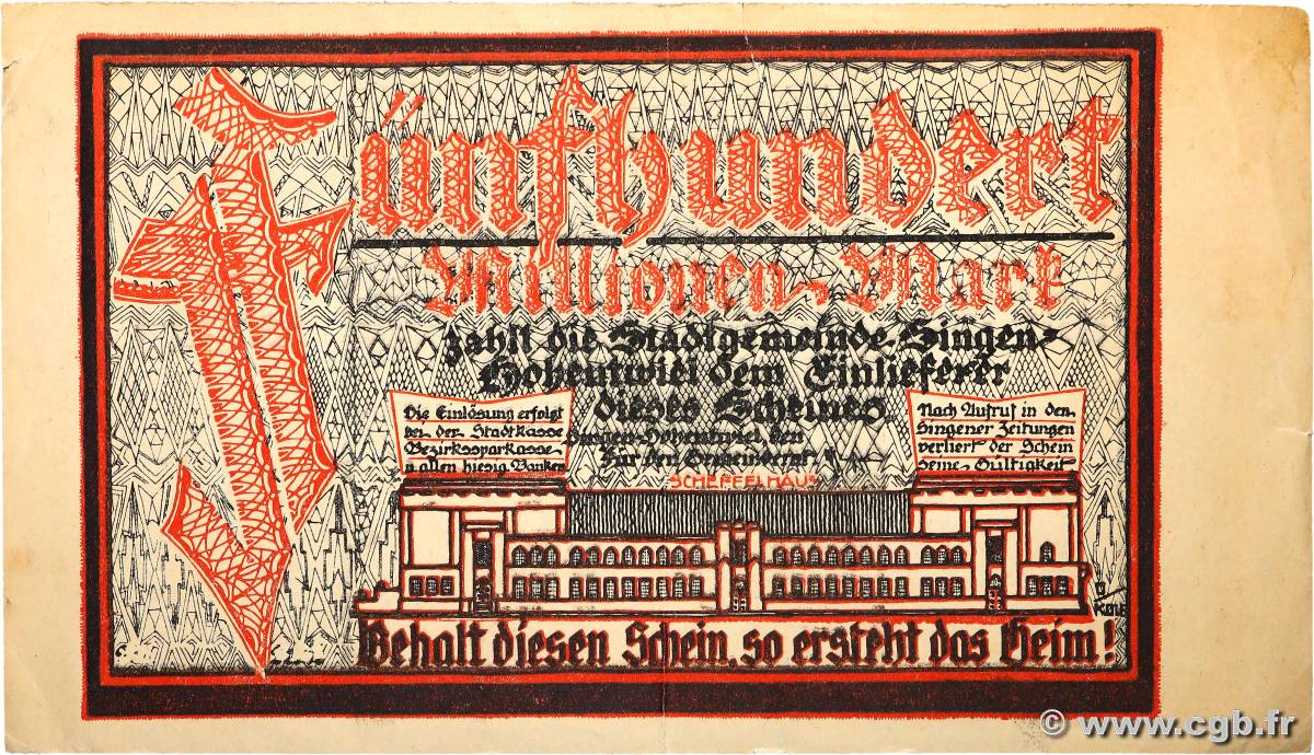 500 Millions Mark GERMANY  1923 P.- XF